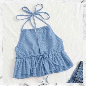 Blue ruffle top
